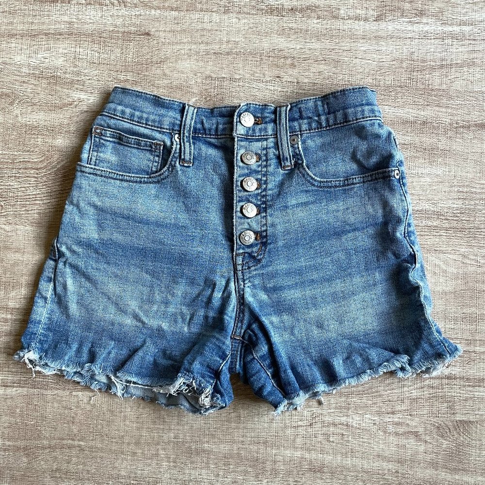 Madewell High rise waisted denim shorts button front fly Size 24 / 0